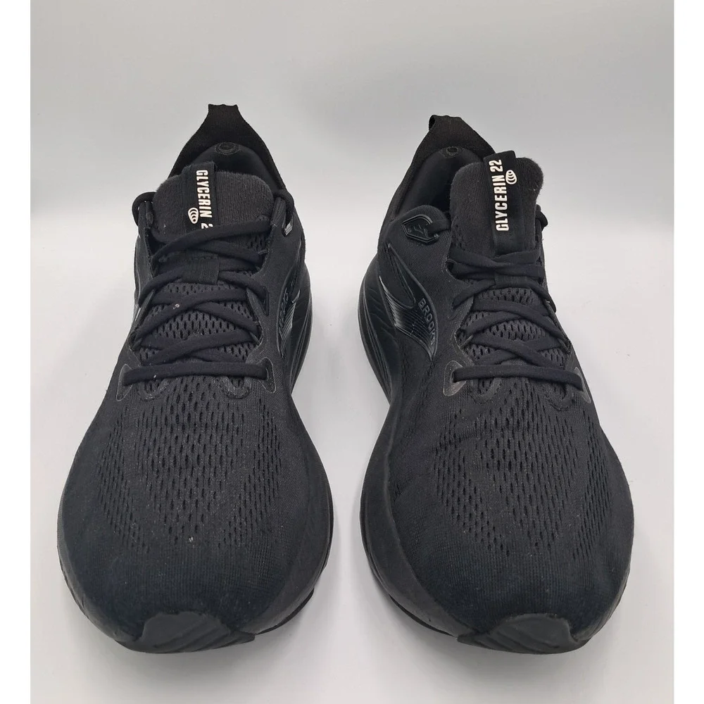 Size 12 - Brooks Glycerin 22 2E Wide Black Black Ebony - 110445-1D-020 MSRP $325